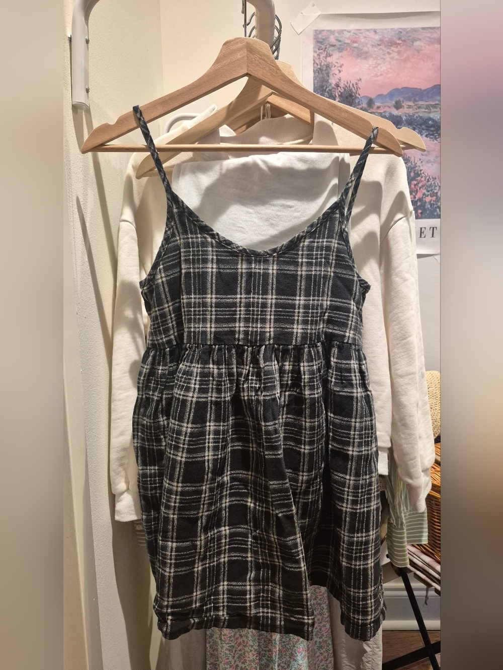 Babydoll Plaid Spaghetti-Strap Dress